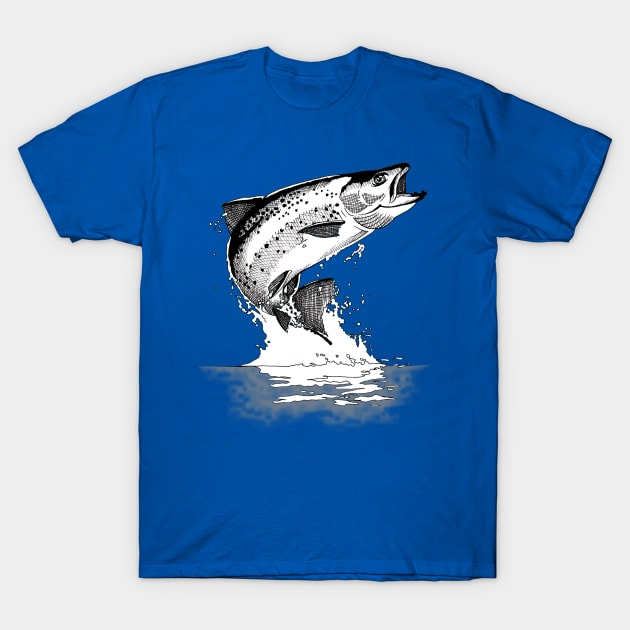 A leaping salmon. T-Shirt by Indigenous Bert